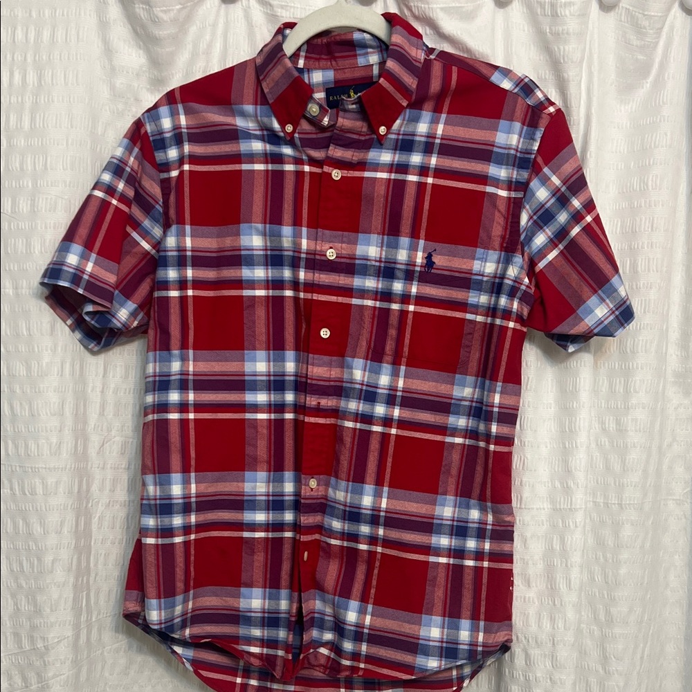 Polo by Ralph Lauren Men's Red and Blue Plaid Shirt